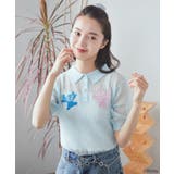 スティッチ/刺繍ハートボタンニットポロシャツ | earth music&ecology  | 詳細画像1