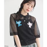 ブラック | スティッチ/刺繍ハートボタンニットポロシャツ | earth music&ecology