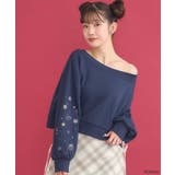 Disney/キラキラモチーフ刺繍オフショルスウェット | earth music&ecology | 詳細画像3