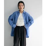 ブルー | ラメストライプタックシャツチュニック | Green Parks