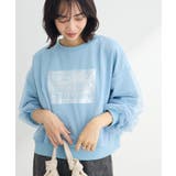 サックスブルー | 箔プリントチュール重ねプルオーバー | Green Parks