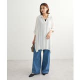 ターンバック長袖レーヨンチュニック | Green Parks | 詳細画像2