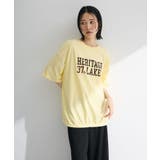 イエロー | カレッジロゴ刺繍5分袖チュニック | Green Parks