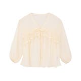 kids Vネックフリルシアープリーツブラウス | Green Parks  | 詳細画像10 