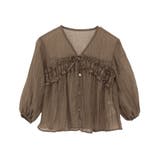 ブラウン | kids Vネックフリルシアープリーツブラウス | Green Parks 