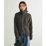 衿付きケーブルzipカーディガン | Green Parks | 詳細画像10