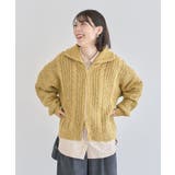 イエロー | 衿付きケーブルzipカーディガン | Green Parks