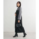 ブラック | フロントZIPツイードキャミワンピース | Green Parks