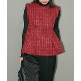 レッド | ツイードペプラムベスト | Green Parks