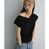 ブラック | ドレープオフショルフレンチ袖Tシャツ | Green Parks
