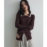 配色レイヤードポロリブニットカーディガン | Green Parks  | 詳細画像24 