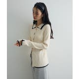 配色レイヤードポロリブニットカーディガン | Green Parks  | 詳細画像32 