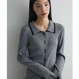 配色レイヤードポロリブニットカーディガン | Green Parks  | 詳細画像6 