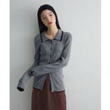 配色レイヤードポロリブニットカーディガン | Green Parks  | 詳細画像7 