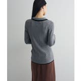 配色レイヤードポロリブニットカーディガン | Green Parks  | 詳細画像9 