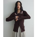 ブラウン | 配色レイヤードポロリブニットカーディガン | Green Parks 