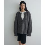 チャコールグレー | 前後2wayキーネックシャギーニット | Green Parks