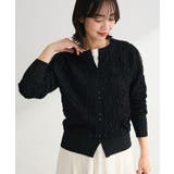 ブラック | 表面感ニットカーディガン | Green Parks