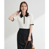 オフホワイト | 配色ニットポロ | Green Parks 