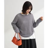 サイドシャーリング透かし編みニットプルオーバー | Green Parks  | 詳細画像5 