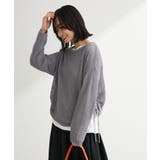 グレー | サイドシャーリング透かし編みニットプルオーバー | Green Parks 