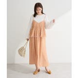 オレンジ | ペプラムチェックキャミワンピース | Green Parks 