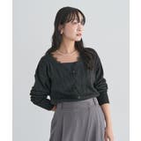 ブラック | レースドッキングニットカーディガン | Green Parks 