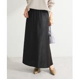 ブラック | 光沢サテンナロースカート | Green Parks 