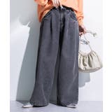 ブラック | デニムタックワイドパンツ | Green Parks 