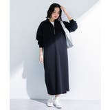 チャコールグレー | ポロ衿ハーフZIPカットワンピース | Green Parks 