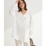 綿麻混Vネックオーバーサイズシャツ | Green Parks  | 詳細画像1 