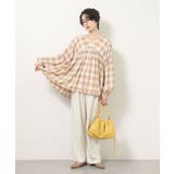 【しゃれシャツ】イージーケアVネックチェックブラウス | Green Parks  | 詳細画像3 