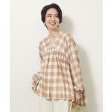 【しゃれシャツ】イージーケアVネックチェックブラウス | Green Parks  | 詳細画像5 