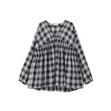 【しゃれシャツ】イージーケアVネックチェックブラウス | Green Parks  | 詳細画像39 