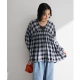 【しゃれシャツ】イージーケアVネックチェックブラウス | Green Parks  | 詳細画像20 