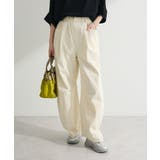 アイボリー | ウエストタックコクーンデニムパンツ | Green Parks 