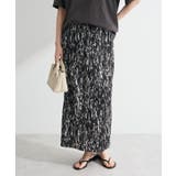 ブラック | 柄プリーツスカート | Green Parks 