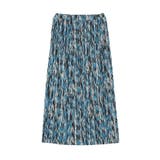 ブルー | 柄プリーツスカート | Green Parks 