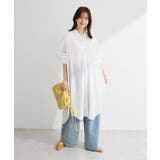 オフホワイト | シアーチェックシャツワンピース | Green Parks 