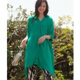 グリーン | ハシゴレースレーヨンクレープチュニック | Green Parks 