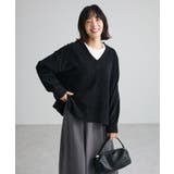 ブラック | 【WEB限定カラーあり】モールVネックニットプルオーバー | Green Parks