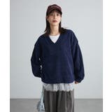 ネイビー | 【WEB限定カラーあり】モールVネックニットプルオーバー | Green Parks