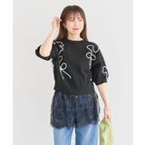 ・ELENCARE DUE ライン刺繍5分袖ニット | Green Parks | 詳細画像23