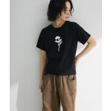 ブラック | ・DOUBLE FLAGS ローズチェーン刺繍TEE | Green Parks