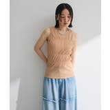 ベージュ | ・Petit Fleur シャーリングラメタンクトップ | Green Parks 