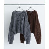 ■ESCAR フリンジケーブルポップコーンニット | Green Parks  | 詳細画像1