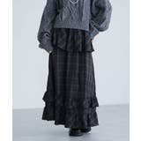 パープル | ■ESCAR チェックペプラムフレアスカート | Green Parks 