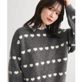 チャコールグレー | ・swing by ハートジャカードクルーニット | Green Parks 