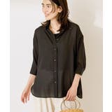 ブラック | シアーボイルレギュラー7分袖シャツ | AMERICAN HOLIC