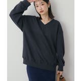 Vネックワンポイントロゴスウェットプルオーバー | AMERICAN HOLIC | 詳細画像2